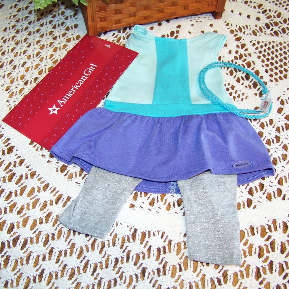 AMERICAN GIRL Color Block Dress W Leggings & Headband GREAT Christmas GIFT IDEA!